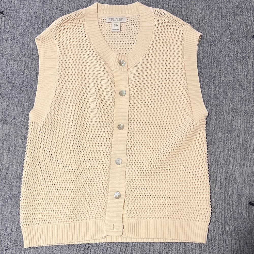 Rachel Zoe Cream Sleeveless Cardigan